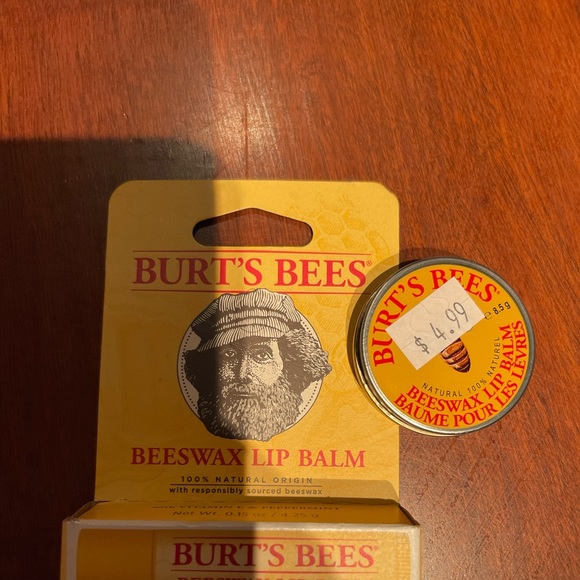 NWT Burt’s Bees bundle of 1 classic lip balm in box & 1 Beeswax lip balm tin
